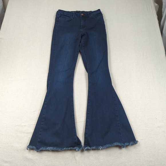 Flying Monkey Denim - Flying Monkey Jeans Womens 27 Blue High Rise Flare Stretch Distressed Frayed